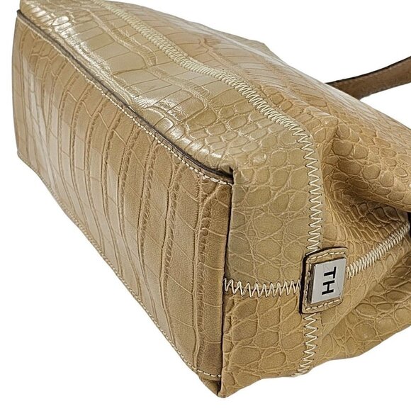 TOMMY HILFIGER Y2K Retro Tan Faux Croco Embossed Shoulder Bag - Picture 9 of 15